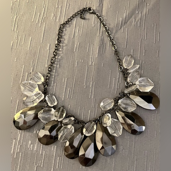 White House Black Market Hematite-Tone Statement Necklace - Picture 2 of 4